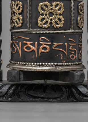 Wooden Prayer Wheel | Boho Meditation Decor