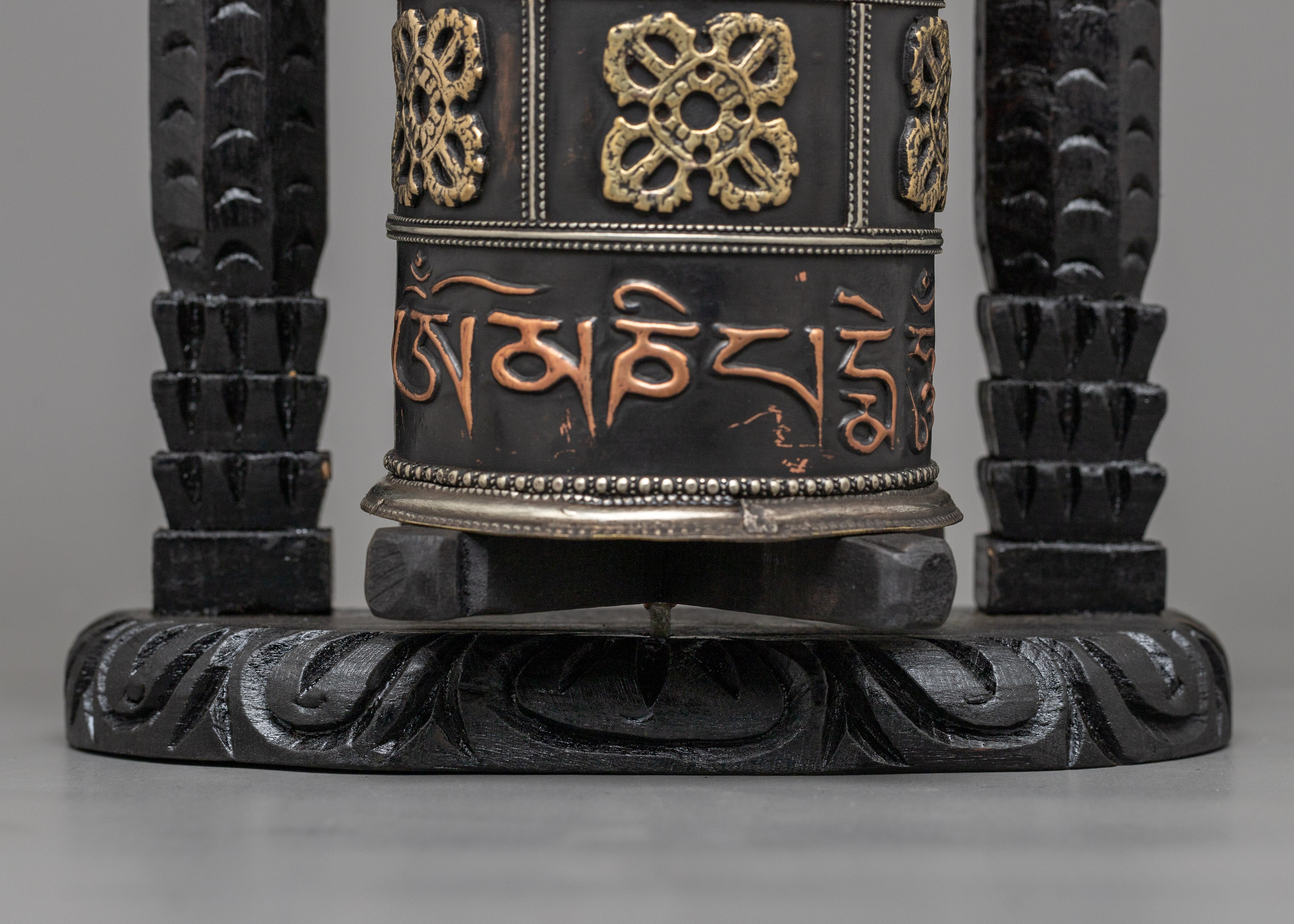 Wooden Prayer Wheel | Boho Meditation Decor