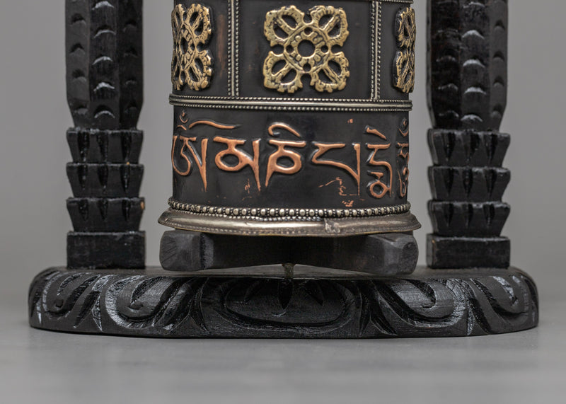 Wooden Prayer Wheel | Boho Meditation Decor