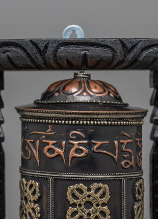 Wooden Prayer Wheel | Boho Meditation Decor