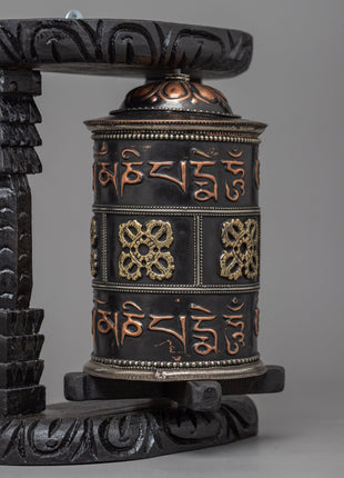 Wooden Prayer Wheel | Boho Meditation Decor