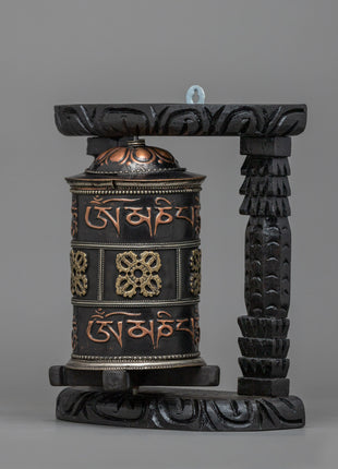 Wooden Prayer Wheel | Boho Meditation Decor