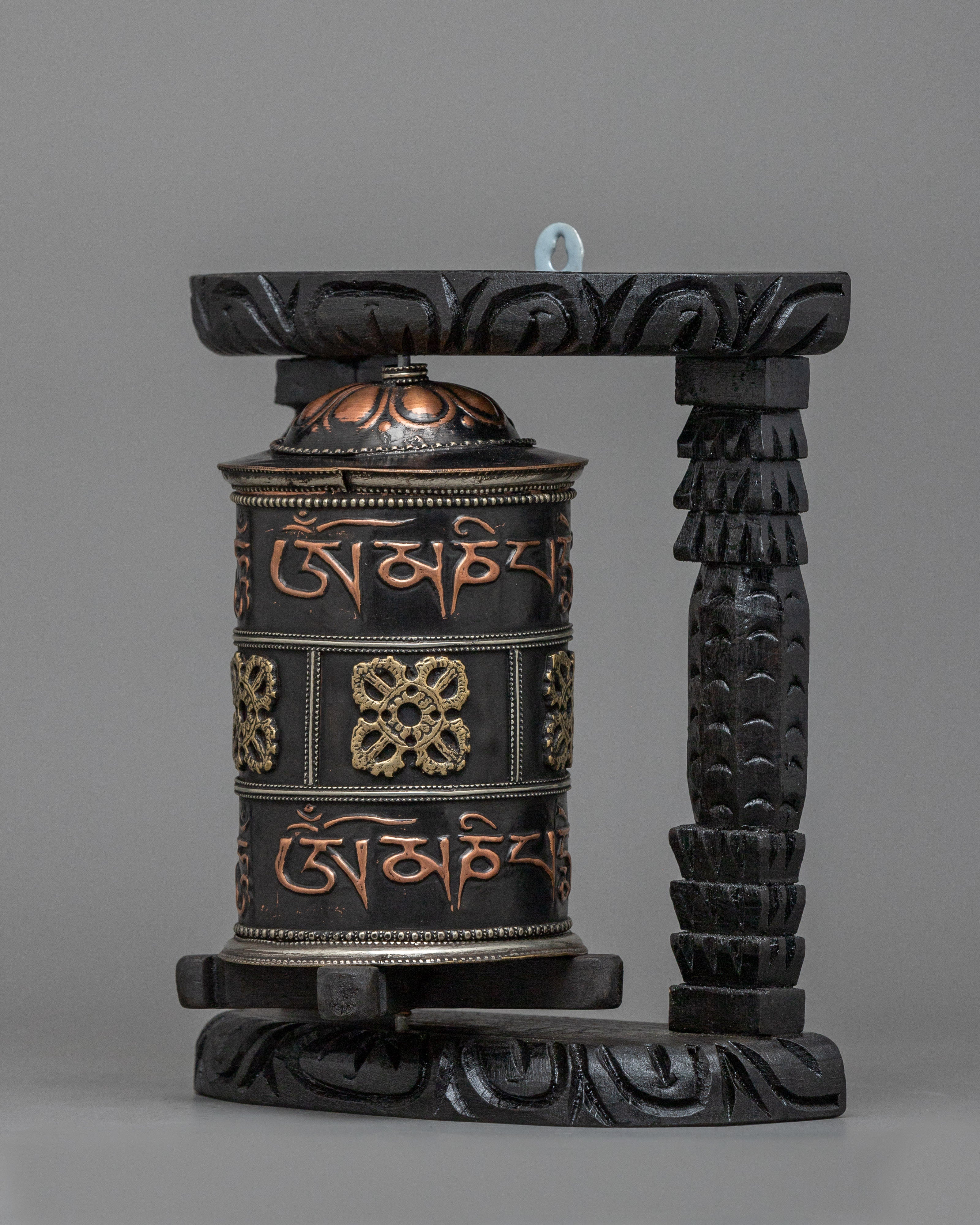Wooden Prayer Wheel | Boho Meditation Decor