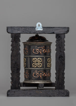 Wooden Prayer Wheel | Boho Meditation Decor