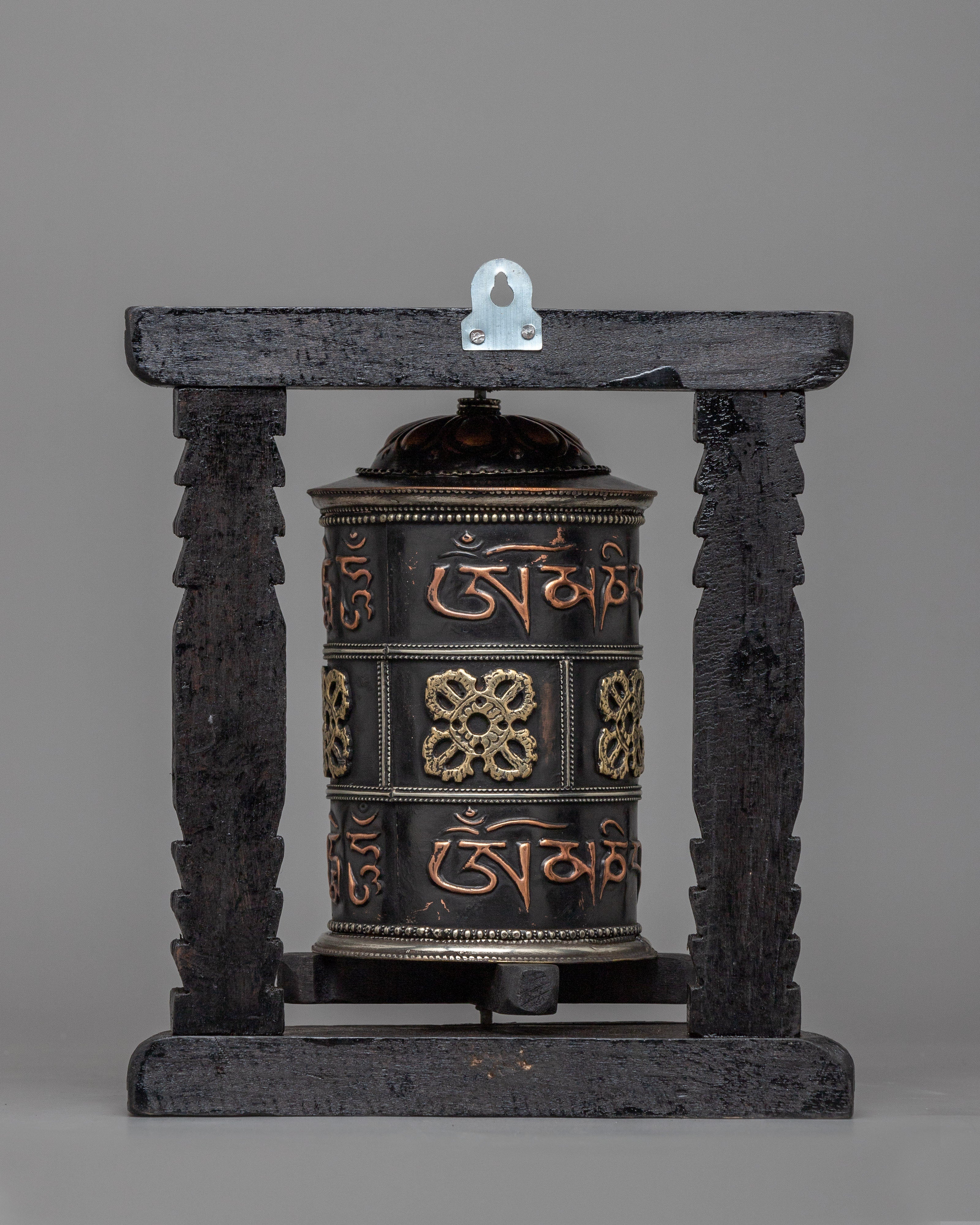 Wooden Prayer Wheel | Boho Meditation Decor