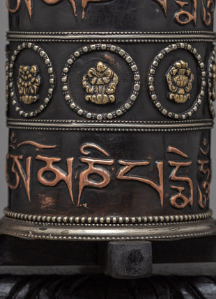 Wooden Frame Prayer Wheel | Tibetan Mantra Wheel for Your Altar