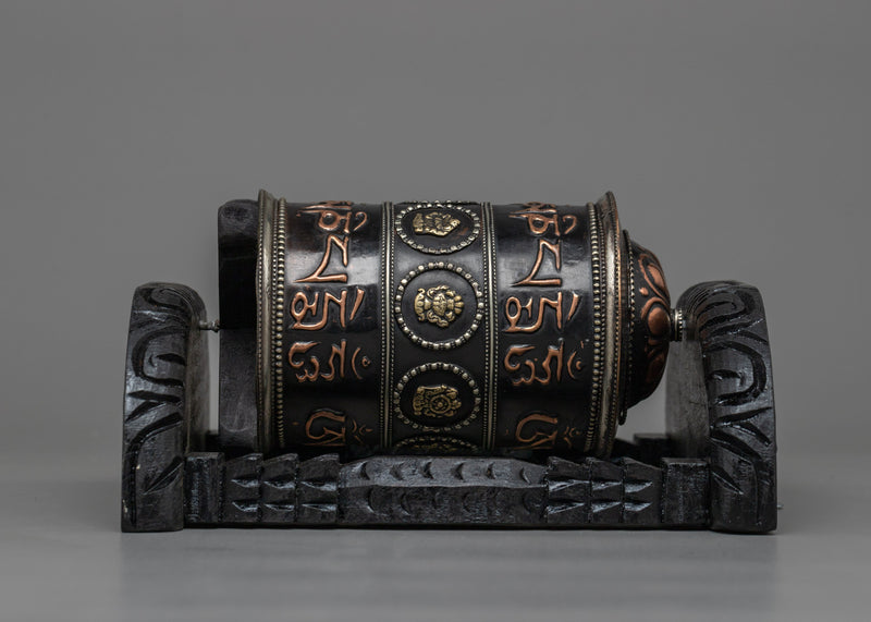Wooden Frame Prayer Wheel | Tibetan Mantra Wheel for Your Altar