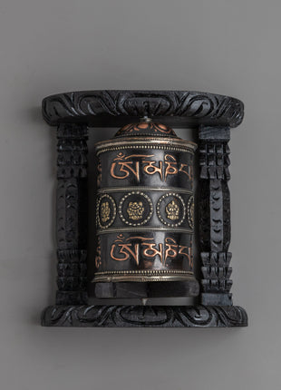 Wooden Frame Prayer Wheel | Tibetan Mantra Wheel for Your Altar