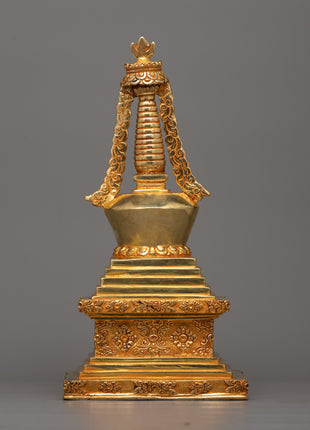 Gold-Adorned Buddha Stupa | Enhance Your Meditation