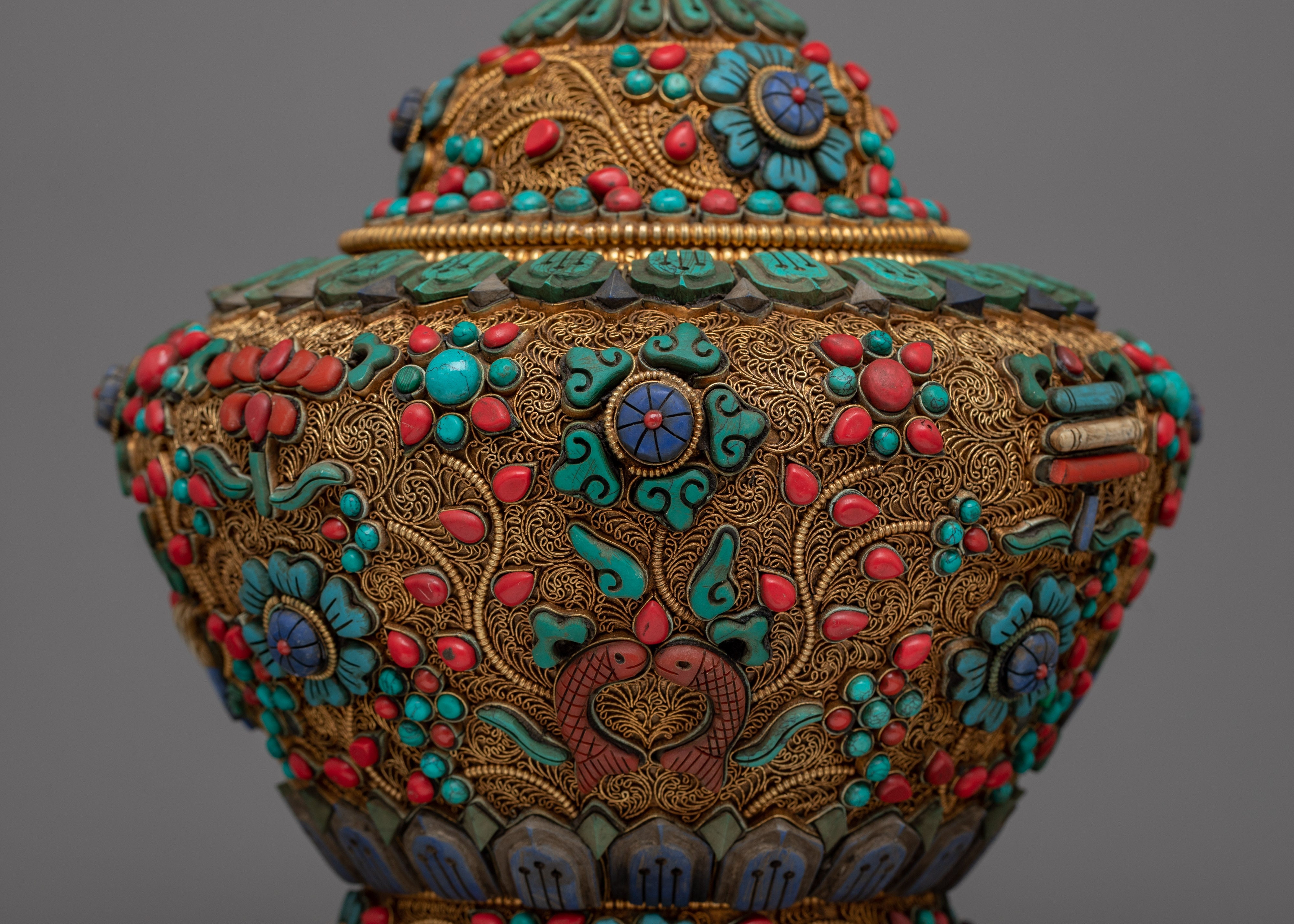 24k Gold Plated Buddhist Rice Pot | For Sacred Offerings and Ceremonies