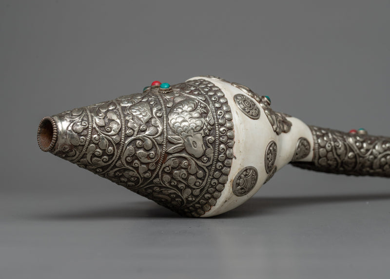 Spiritual White Metal Shankha | Shankha for Religious Ceremonies