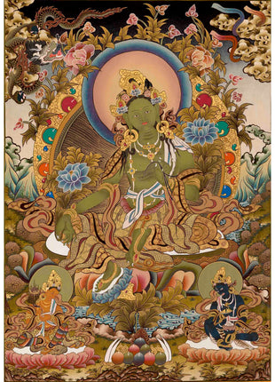 Green Tara Tibetan Thangka Painting | Wall Hanging Decor