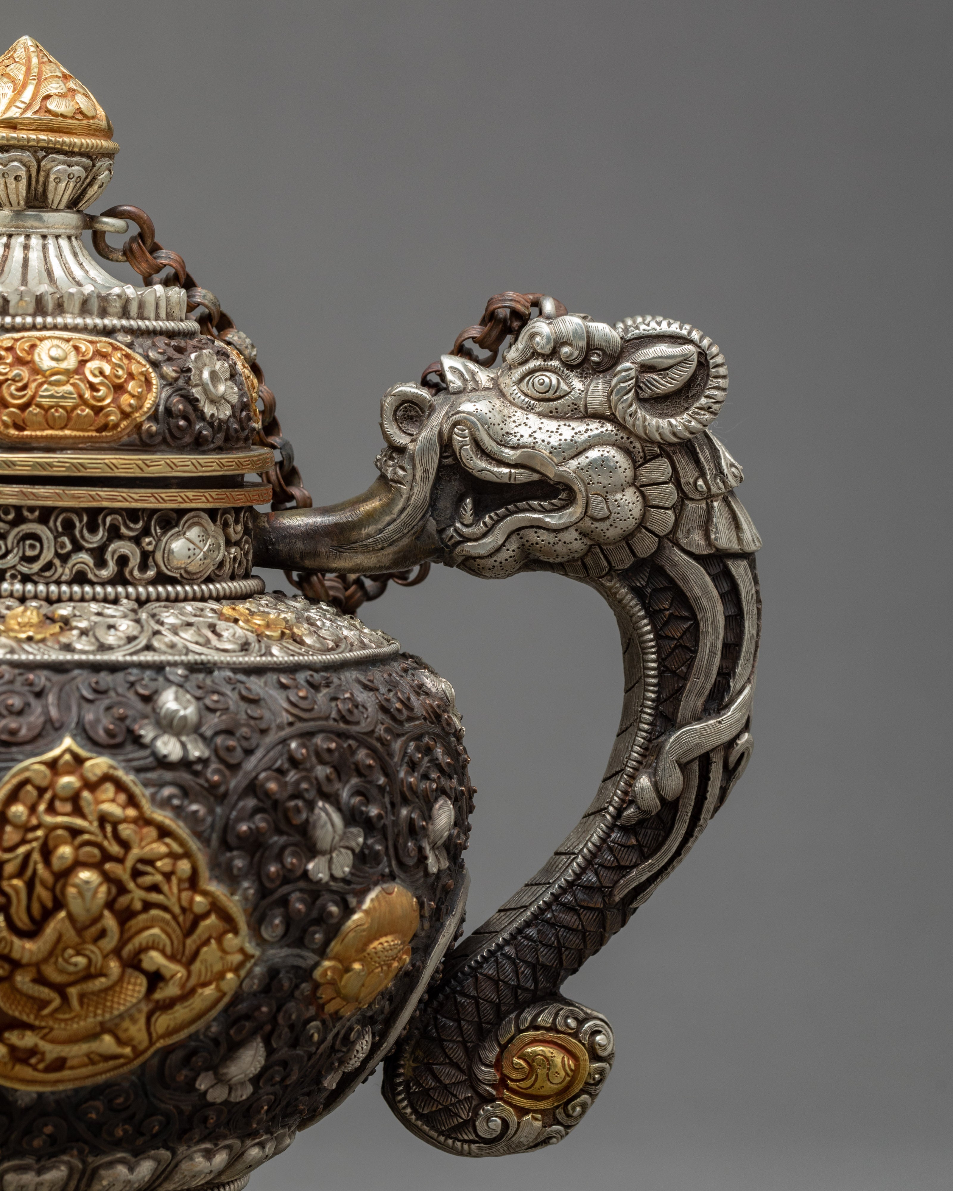 Tibetan Tea Pot | Religious Tea Pot | Hancarved Altar