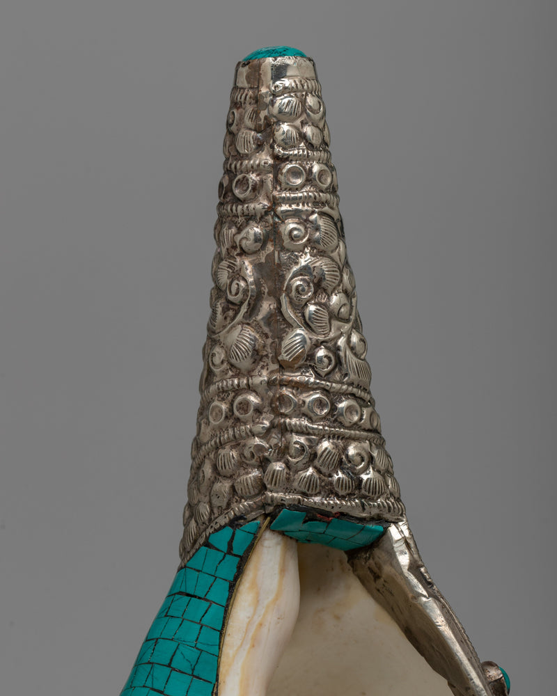 White Metal Sankh | Ceremonial Conch Shell for Spiritual Practices