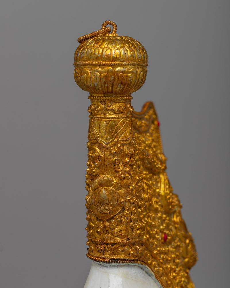 Spiritual Gold Shankha | Unique Decorative Piece