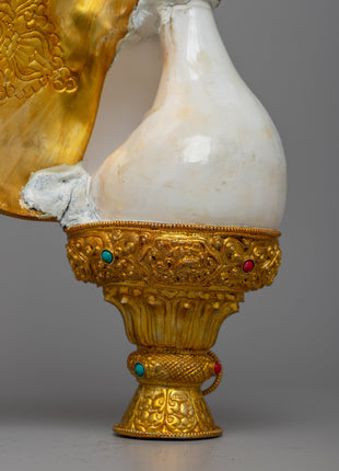 Spiritual Gold Shankha | Unique Decorative Piece