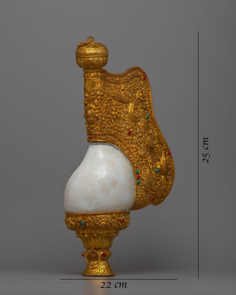 Spiritual Gold Shankha | Unique Decorative Piece