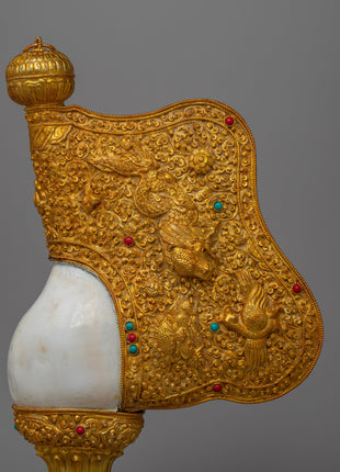 Spiritual Gold Shankha | Unique Decorative Piece