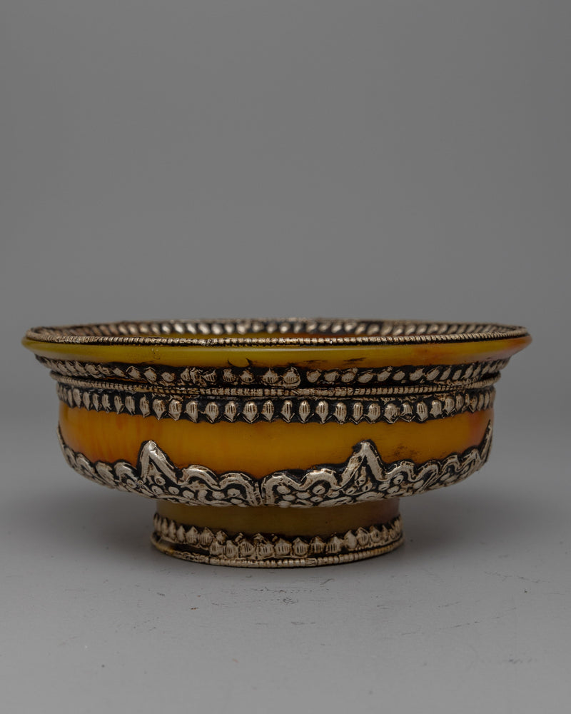 Yellow Resin Tibetan Bowl | Phuru Offering Bowl