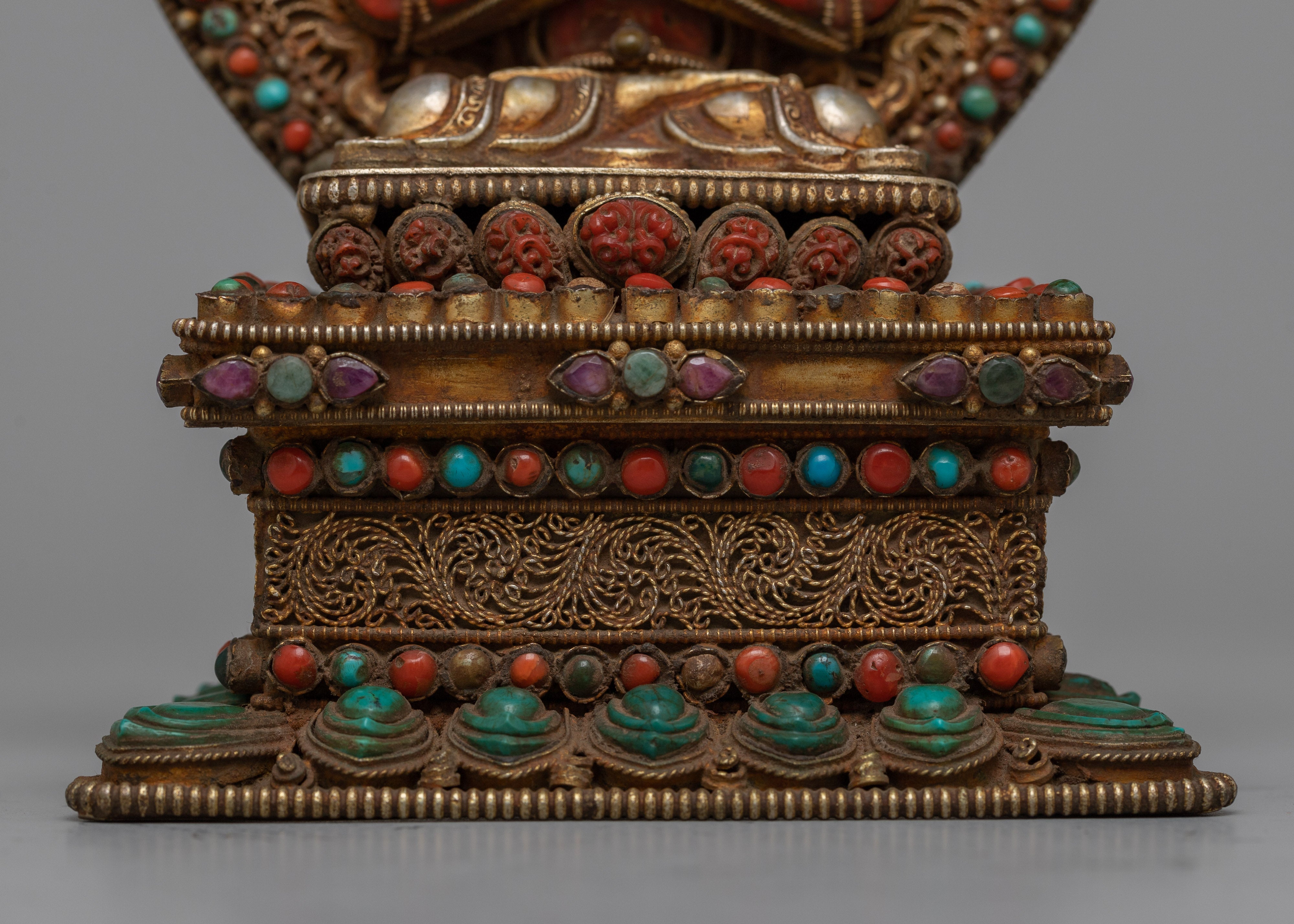 Coral Stone Chenresig Statue | Symbolizing Compassion and Loving-Kindness