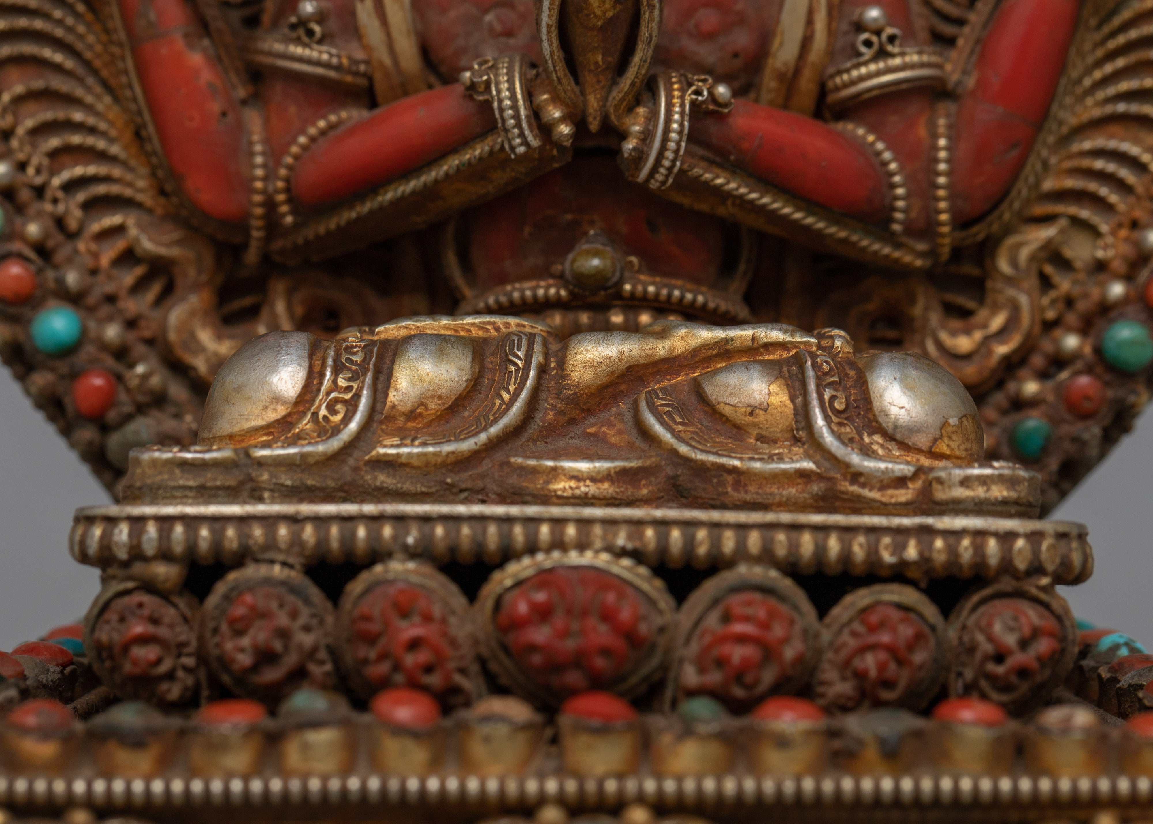 Coral Stone Chenresig Statue | Symbolizing Compassion and Loving-Kindness