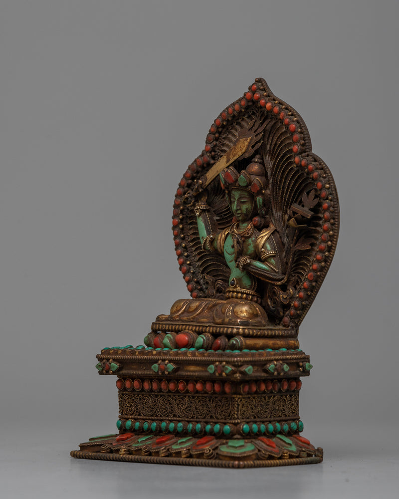 Green Turquoise Manjushri Statue | Inspiring Intellectual and Spiritual Growth