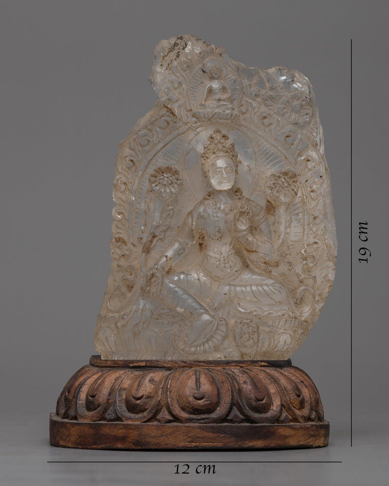 Crystal Green Tara Statue | Handcrafted Spiritual Decor