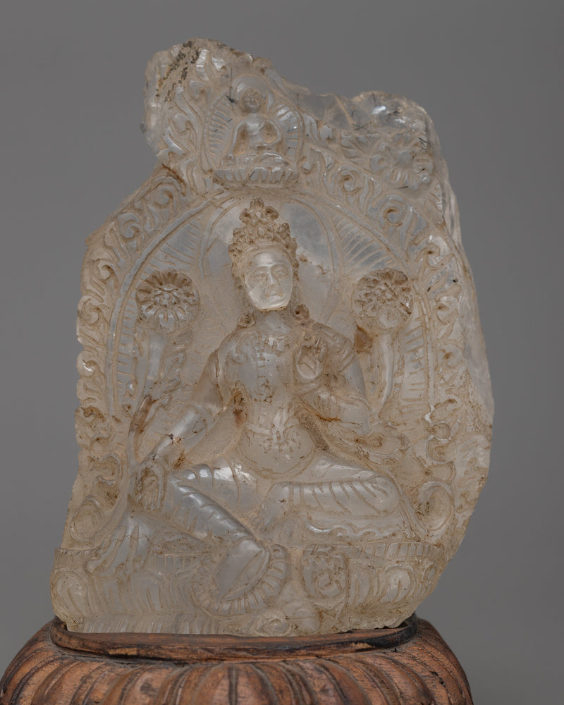 Crystal Green Tara Statue | Handcrafted Spiritual Decor