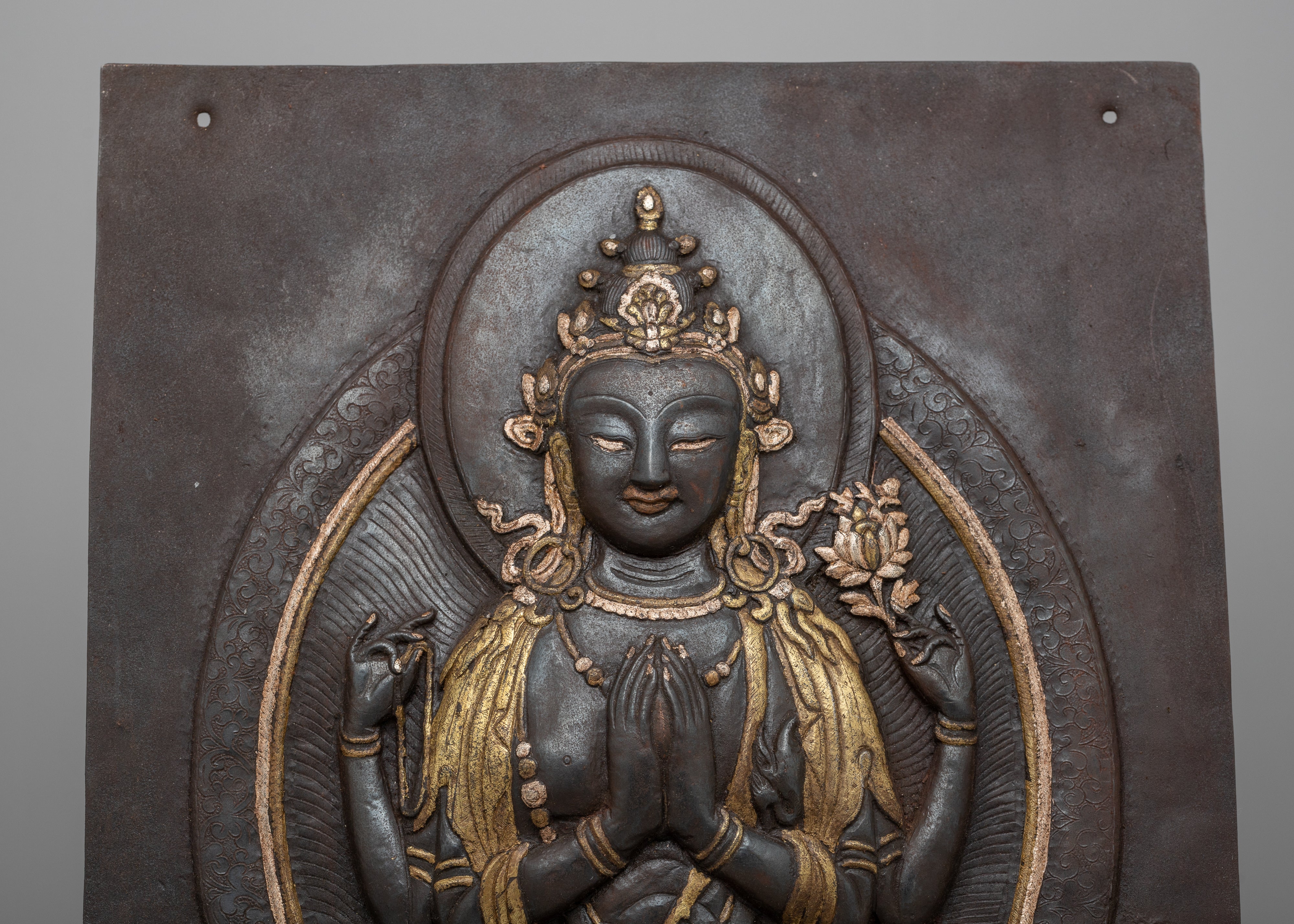 Chenrezig Bodhisattva Iron Wall Decor | Intricate Metal Tibetan Art
