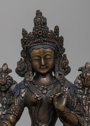 Green Tara Oxidized Statue | Exquisite Symbol of Compassion