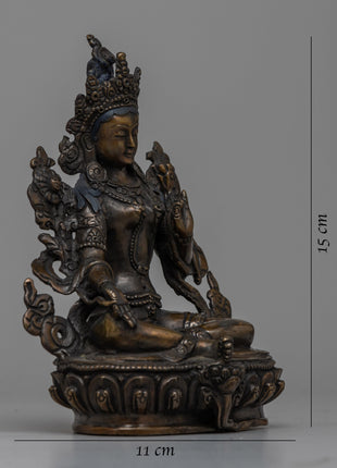 Green Tara Oxidized Statue | Exquisite Symbol of Compassion