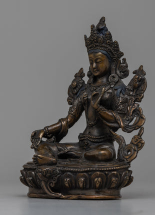 Green Tara Oxidized Statue | Exquisite Symbol of Compassion