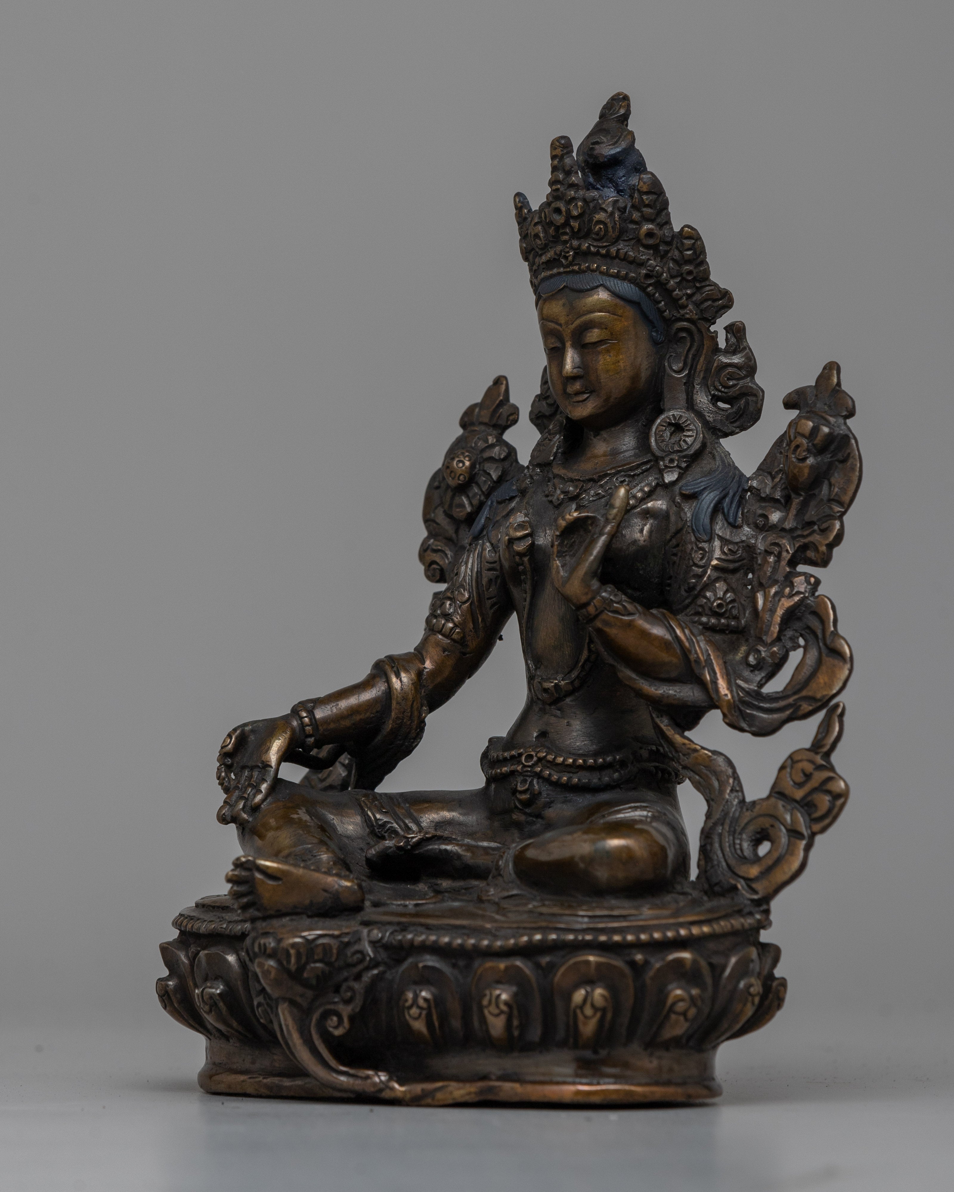 Green Tara Oxidized Statue | Exquisite Symbol of Compassion
