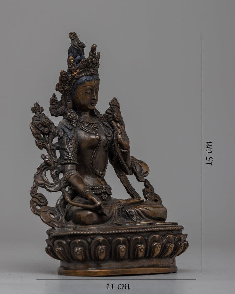 Oxidized Copper White Tara Statue |  Copper White Tara Statue with Oxidized Finish