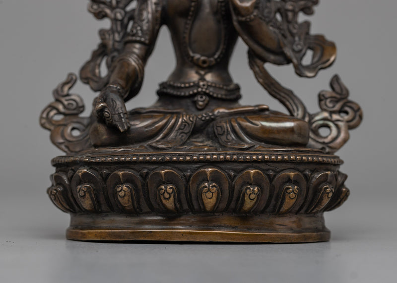 Oxidized Copper White Tara Statue |  Copper White Tara Statue with Oxidized Finish