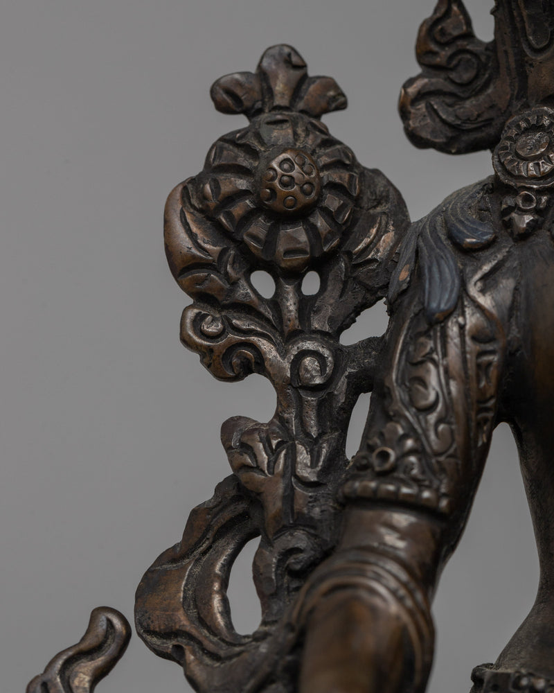 Oxidized Copper White Tara Statue |  Copper White Tara Statue with Oxidized Finish