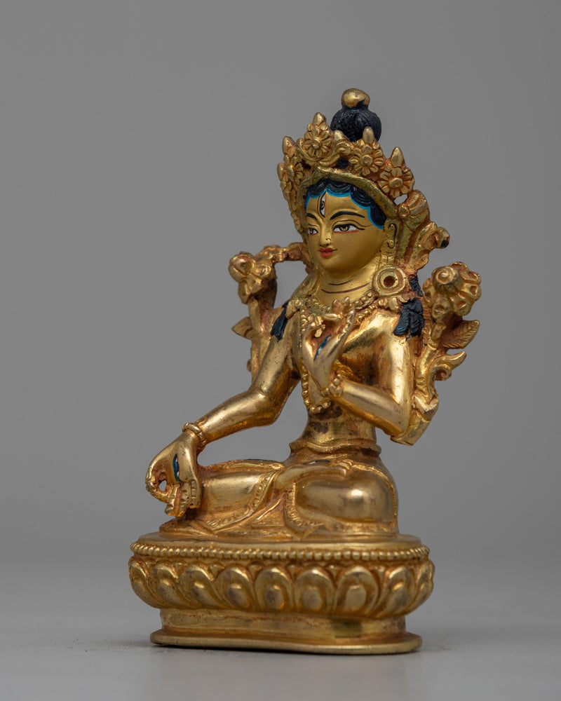 Handcrafted Gold Gilded White Tara | Serene Buddhist Deity Statue