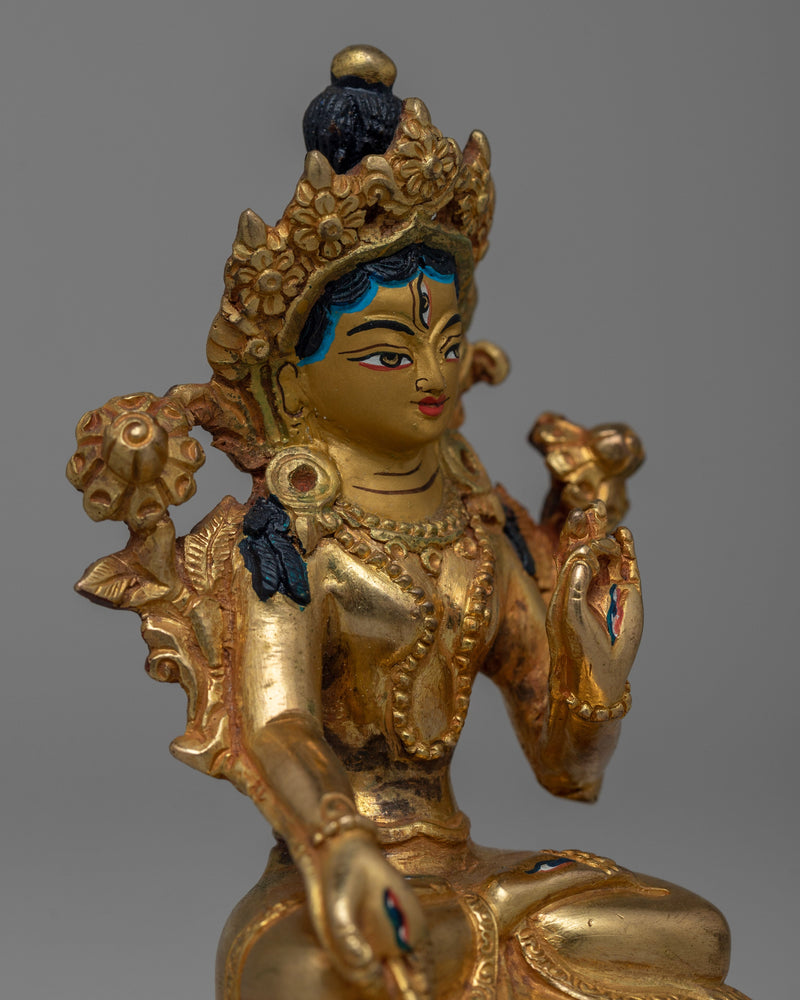 Handcrafted Gold Gilded White Tara | Serene Buddhist Deity Statue