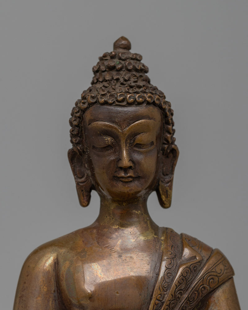 Oxidized Copper Medicine Buddha Statue | Traditional Buddhist Healing Icon