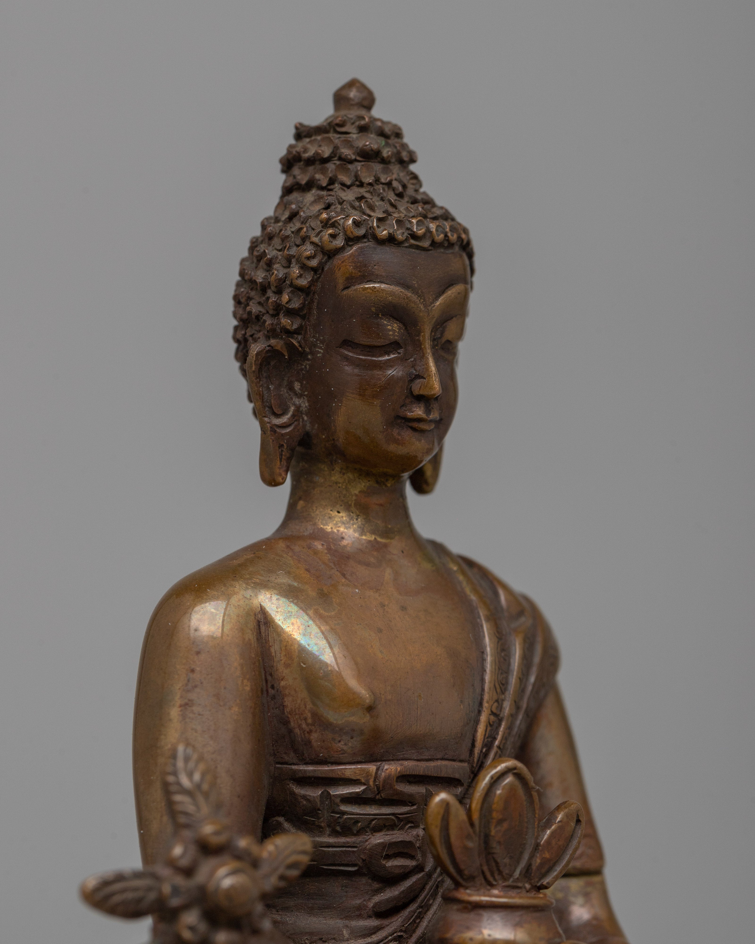 Oxidized Copper Medicine Buddha Statue | Traditional Buddhist Healing Icon