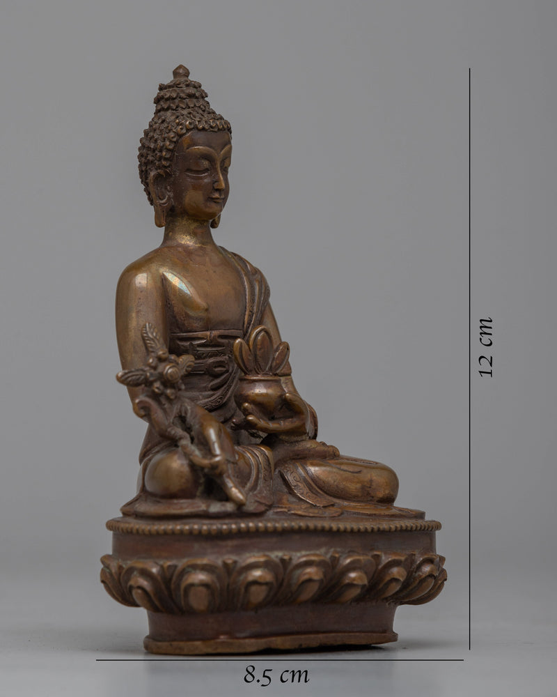 Oxidized Copper Medicine Buddha Statue | Traditional Buddhist Healing Icon