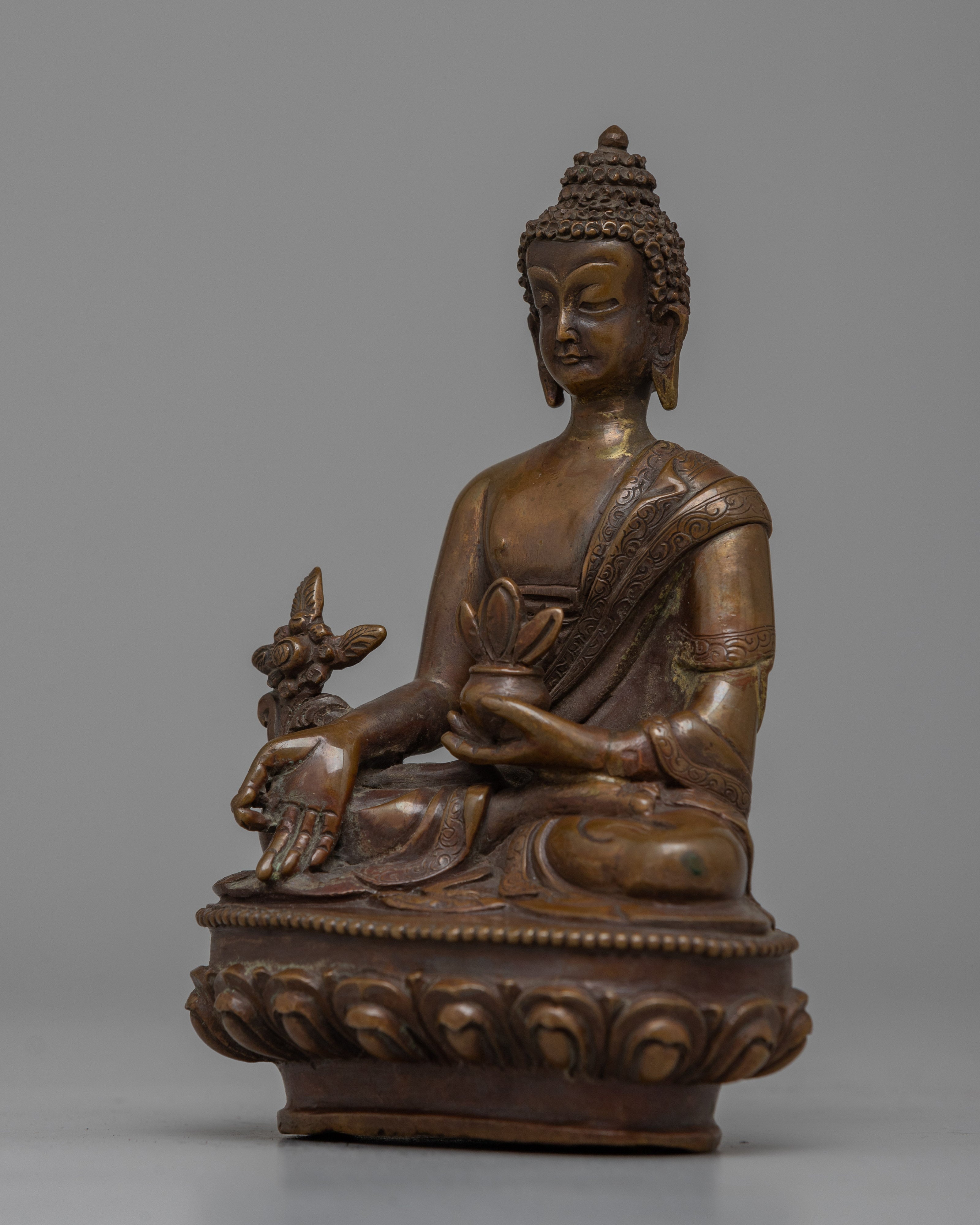 Oxidized Copper Medicine Buddha Statue | Traditional Buddhist Healing Icon