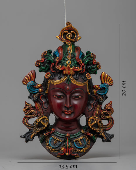 Green Tara Wall Hanging Mask | Handcrafted Meditation and Protection Symbol