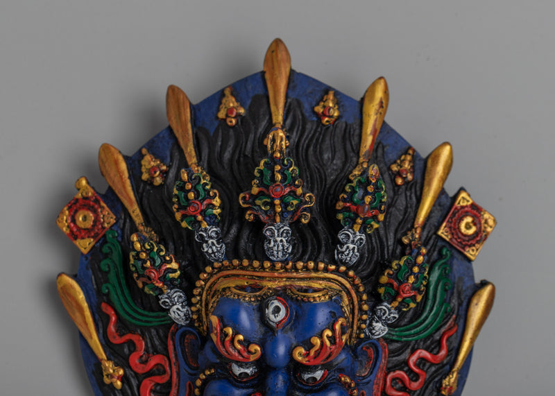 Mahakala Tibetan Mask Wall Decor | Protector Deity Serene Home Decoration