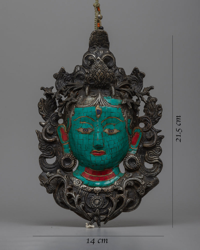 White Tara Face Mask Wall Hanging | Wall Decor for Peace and Protection