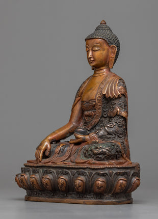 Oxidized Shakyamuni Buddha Statue | Spiritual Practice Enhancer with Cultural Artifact