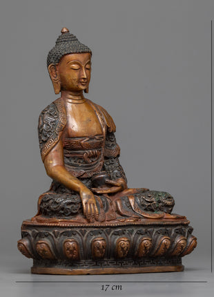 Oxidized Shakyamuni Buddha Statue | Spiritual Practice Enhancer with Cultural Artifact