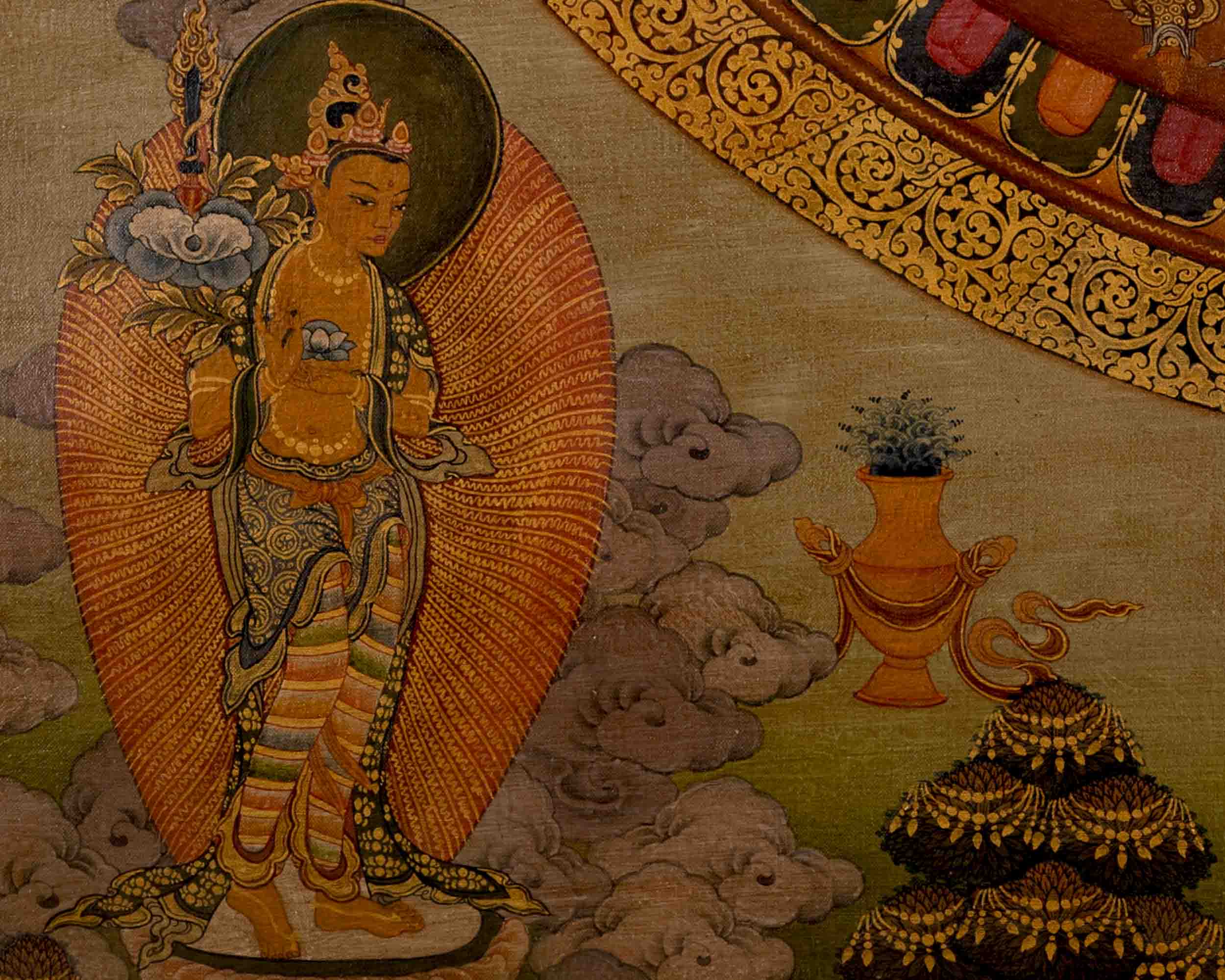 Vinatge Lokeshvara Chenresig Thangka | Traditional Artwork | Wall Decors