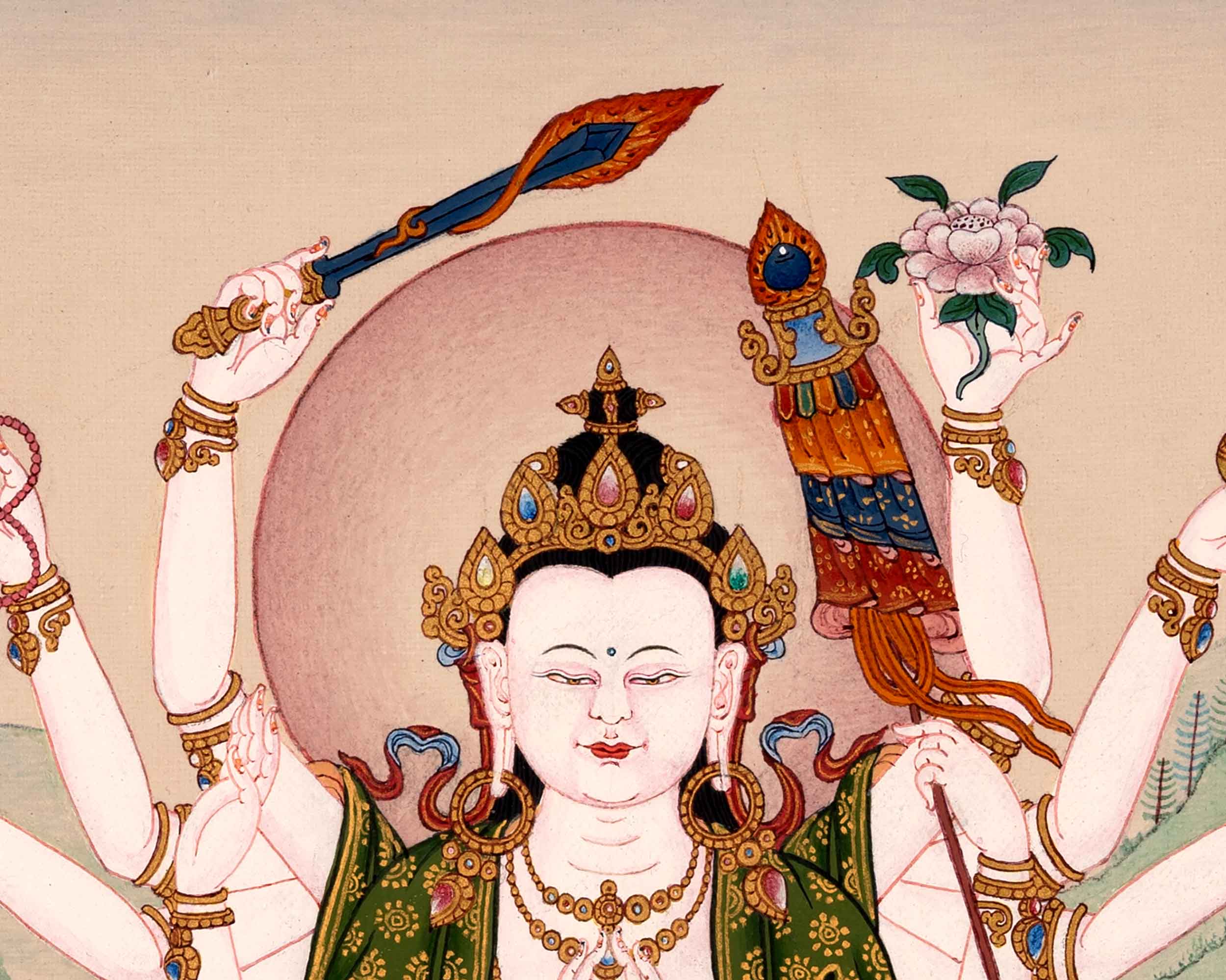 Cundi Buddha Thangka | Traditional Hand Painted Artwork