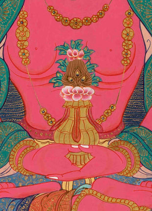 Red Amitayus Buddha Thangka | Religious Hand Painting | Wall Decors